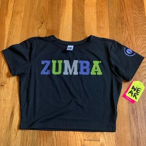 Zumba Wear - ZW Society Crop Top - Bold Black - Size Marvelous (M) - Brand New